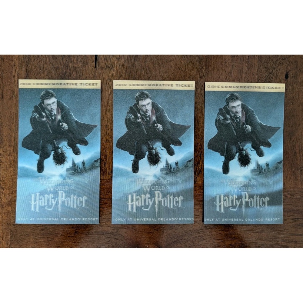 Lot of 3 2010 Harry Potter Universal Orlando Commemorative Tickets Sequenced